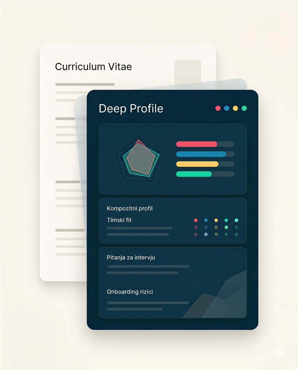 Ilustracija koja prikazuje kako Deep Profile nadograđuje CV kompozitnim profilom kandidata